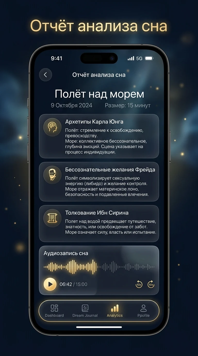 Скриншот мобильного отчёта анализа сновидений Razita на русском языке